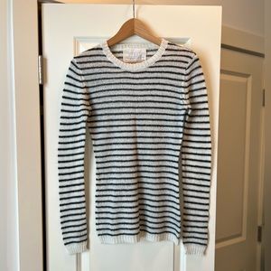 Press. Size S. Lightweight/semi see-through, white with black stripes sweater.